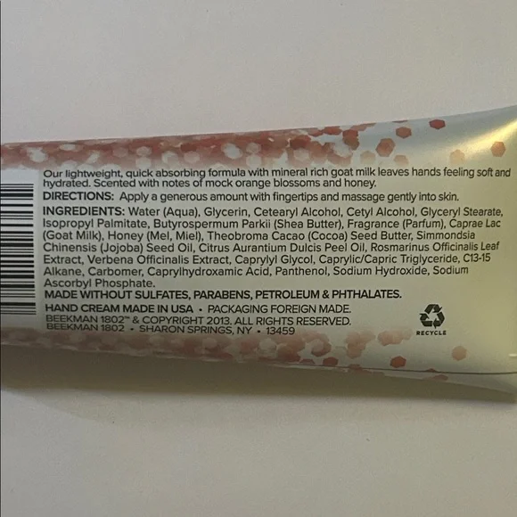 Beekman 1802 Honey & Orange Blossom Goat Milk Hand Cream - Orange and White - Picture 3 of 5